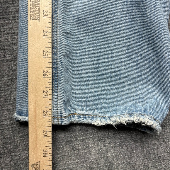 Levis Premium Jeans Women 23x29 Blue Low Loose Wide Baggy Big E Denim Distressed - Picture 12 of 16